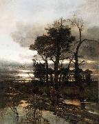 Karl Heffner An evening landscape oil painting artist